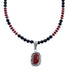 Native American Navajo Coral Onyx Bead Pendant Sterling Silver Necklace JX126579