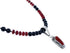 Native American Navajo Coral Onyx Bead Pendant Sterling Silver Necklace JX126579