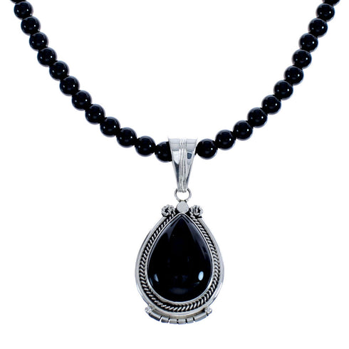 Onyx Sterling Silver Native American Bead Necklace JX126584