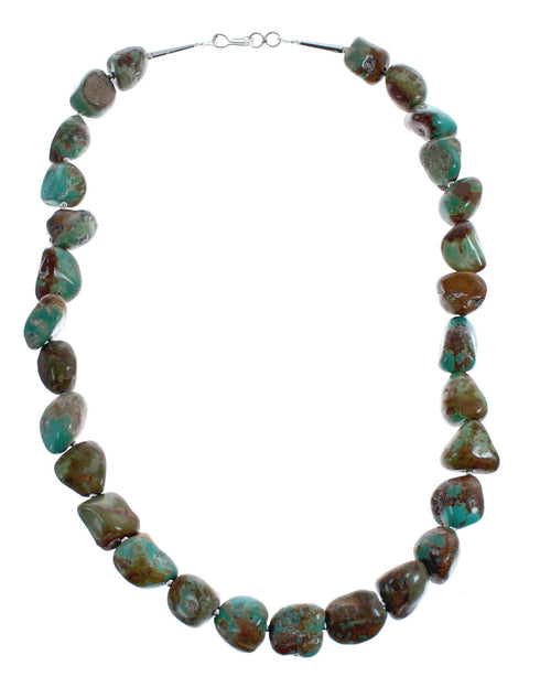 Native American Turquoise Bead And Silver Necklace JX126583