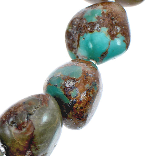 Native American Turquoise Bead And Silver Necklace JX126583