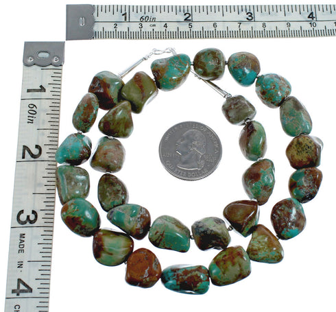 Native American Turquoise Bead And Silver Necklace JX126583