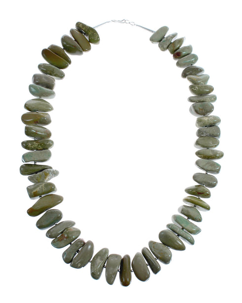 Native American Turquoise Bead And Silver Necklace JX126582