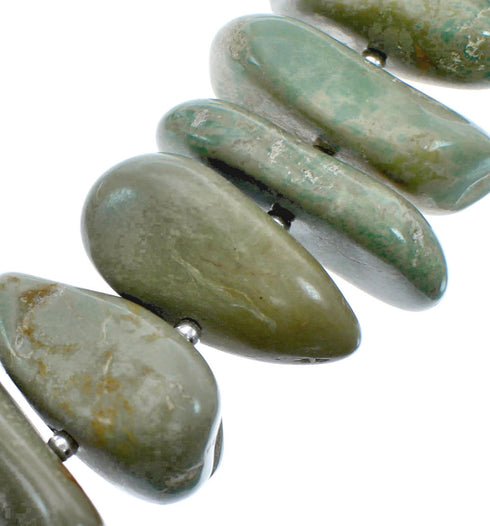 Native American Turquoise Bead And Silver Necklace JX126582