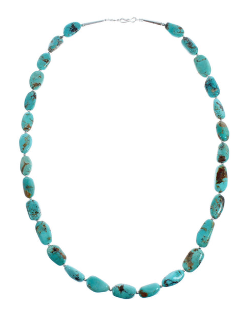 Native American Turquoise Bead And Silver Necklace JX126586