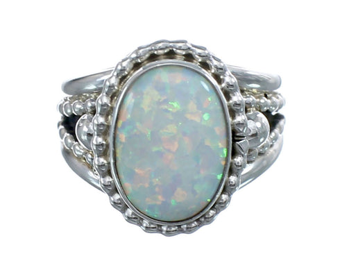 Native American Navajo Sterling Silver Opal Ring Size 6 AX125850
