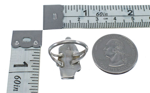 Zuni Turquoise Genuine Sterling Silver Feather Ring Size 6-1/4 AX125791