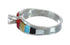 Multicolor Inlay Cubic Zirconia Zuni Sterling Silver Ring Size 7 AX125816