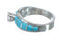 Zuni Genuine Sterling Silver Cubic Zirconia And Turquoise Ring Size 7 AX125819