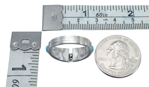 Zuni Genuine Sterling Silver Cubic Zirconia And Turquoise Ring Size 7 AX125819