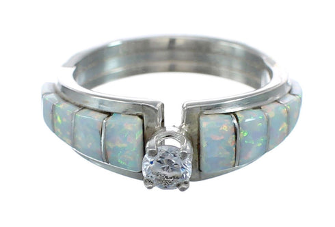 Opal Genuine Sterling Silver CZ Zuni Jewelry Ring Size 5-3/4 AX125820