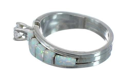 Opal Genuine Sterling Silver CZ Zuni Jewelry Ring Size 5-3/4 AX125820