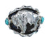 Navajo Turquoise Sterling Silver Buffalo Ring Size 11-1/2 JX128220