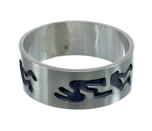 Navajo Authentic Sterling Silver Kokopelli Band Ring Size 14-1/2 AX125802