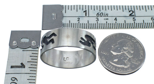 Navajo Authentic Sterling Silver Kokopelli Band Ring Size 14-1/2 AX125802