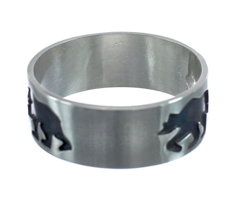 Navajo Authentic Sterling Silver Bear Band Ring Size 14-1/2 AX125804