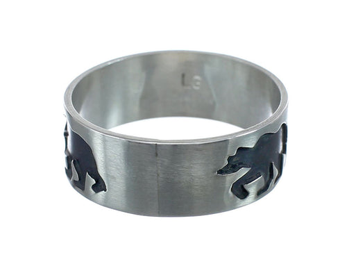 Navajo Authentic Sterling Silver Bear Band Ring Size 14-1/2 AX125804