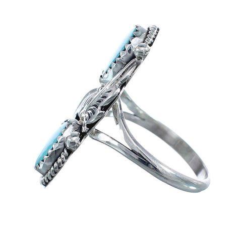 Authentic Sterling Silver Navajo Turquoise Leaf Design Ring Size 6 AX125782