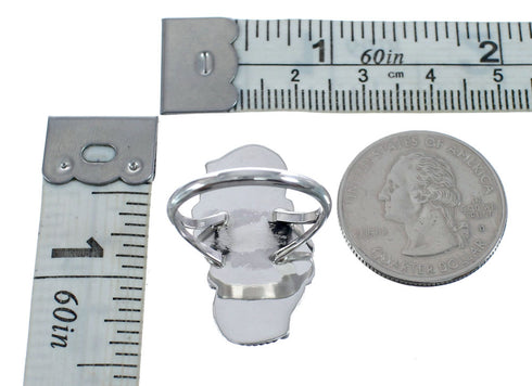 Authentic Sterling Silver Navajo Turquoise Leaf Design Ring Size 6 AX125782