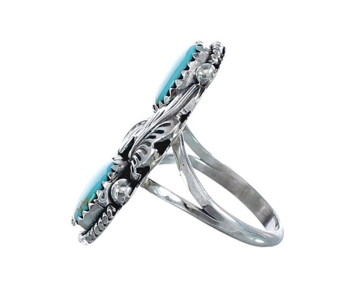 Authentic Sterling Silver Navajo Turquoise Leaf Design Ring Size 6-1/4 AX125787