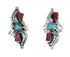 Sterling Silver Zuni Turquoise Coral Leaf Design Ring Size 7-3/4 AX125806