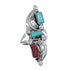 Sterling Silver Zuni Turquoise Coral Leaf Design Ring Size 8-1/4 AX125807