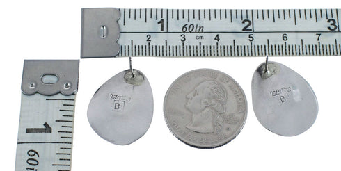 Native American Sterling Silver Turquoise Bear Paw Post Earrings AX125986