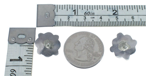 Native American Sterling Silver White Mother of Pearl Flower Post Stud Earrings AX126011