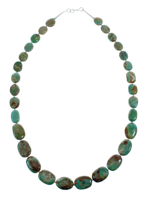 Kingman Turquoise Sterling Silver Navajo Bead Necklace AX126052