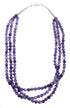 Native American Amethyst Sterling Silver 3-Strand Bead Necklace AX126054