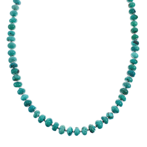 Native American Turquoise Sterling Silver Bead Necklace AX126057