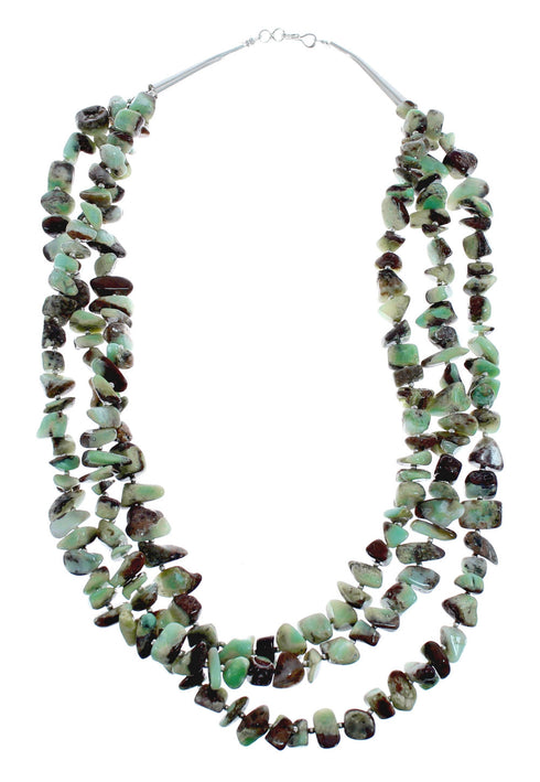 Native American Larimar 3-Strand Bead Silver Necklace AX126061