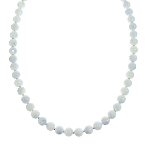 Native American Mother of Pearl Bead Sterling Silver Necklace AX126066