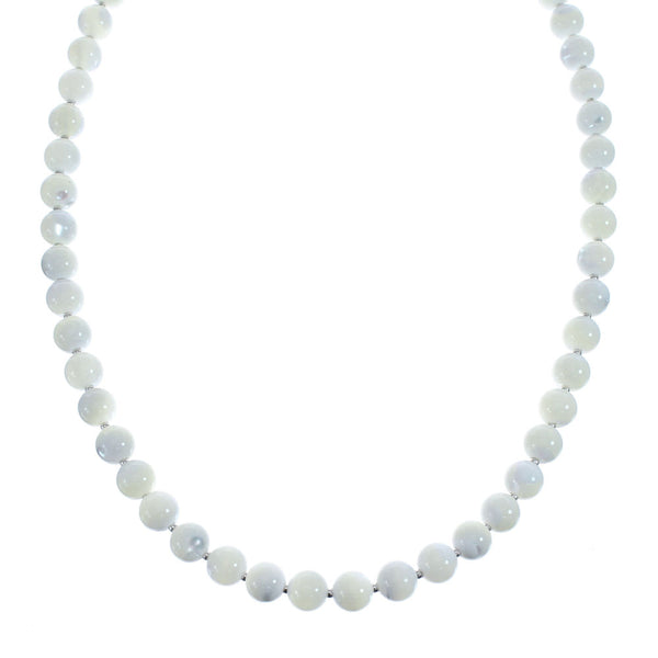 Native American Mother of Pearl Bead Sterling Silver Necklace AX126065