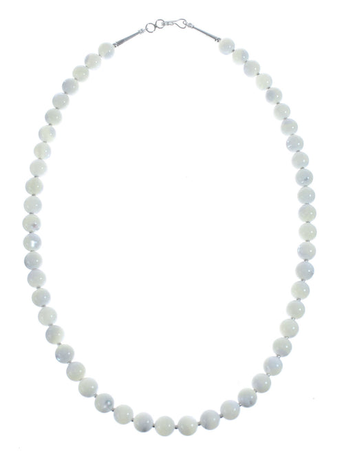Native American Mother of Pearl Bead Sterling Silver Necklace AX126066