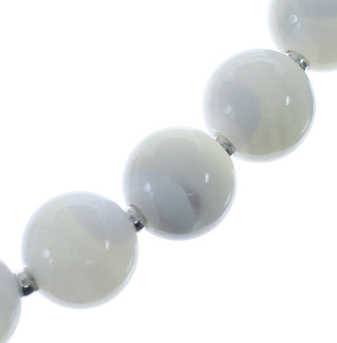 Native American Mother of Pearl Bead Sterling Silver Necklace AX126066