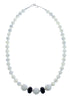 Native American Mother of Pearl Onyx Bead Sterling Silver Necklace AX126067