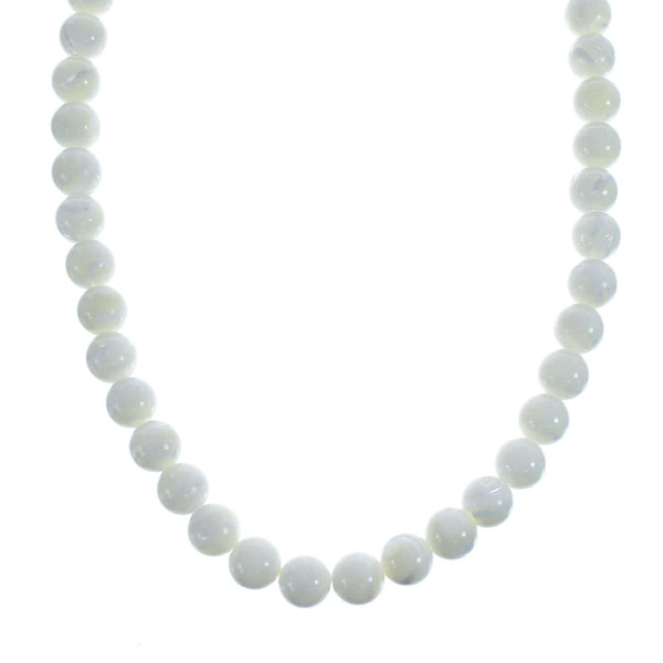 Native American Mother of Pearl Bead Sterling Silver Necklace AX126068