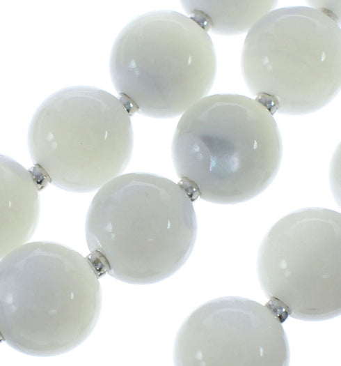 Native American Mother of Pearl Sterling Silver 3-Strand Bead Necklace AX126069