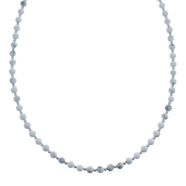 Howlite Navajo Genuine Sterling Silver Bead Necklace AX126070