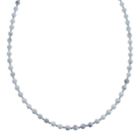 Howlite Navajo Genuine Sterling Silver Bead Necklace AX126071