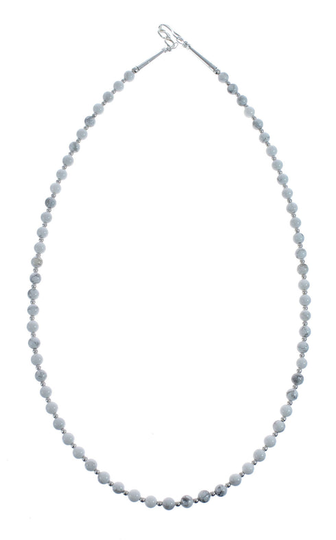 Howlite Navajo Genuine Sterling Silver Bead Necklace AX126071