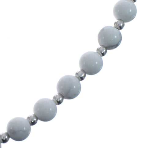 Howlite Navajo Genuine Sterling Silver Bead Necklace AX126070