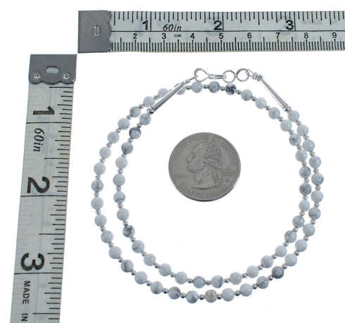 Howlite Navajo Genuine Sterling Silver Bead Necklace AX126071