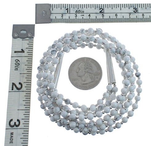 Native American Howlite Sterling Silver 3-Strand Bead Necklace AX126072