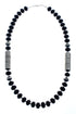 Navajo Old Pawn Style Sterling Silver And Onyx Bead Necklace AX126081
