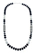 Navajo Mother of Pearl And Onyx Old Pawn Style Sterling Silver Bead Necklace AX126082
