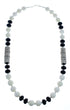 Navajo Mother of Pearl And Onyx Old Pawn Style Sterling Silver Bead Necklace AX126083