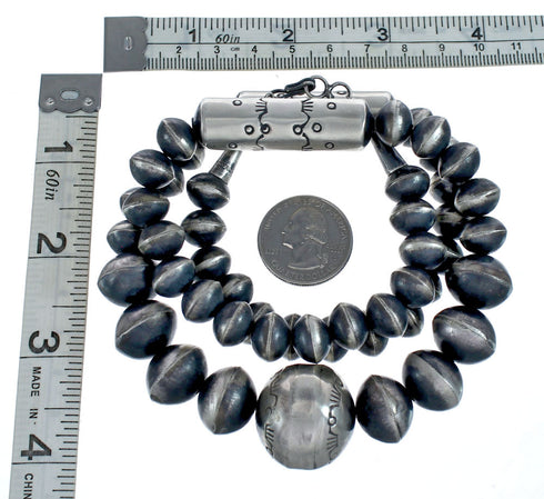Old Pawn Style Sterling Silver Navajo Bead Necklace AX126084