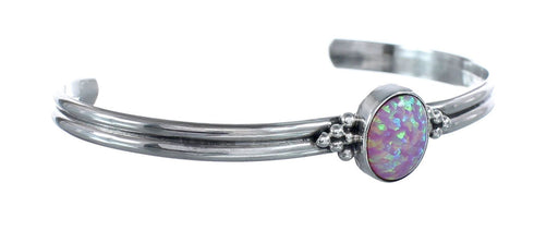 Pink Opal Sterling Silver Native American Cuff Bracelet AX125910